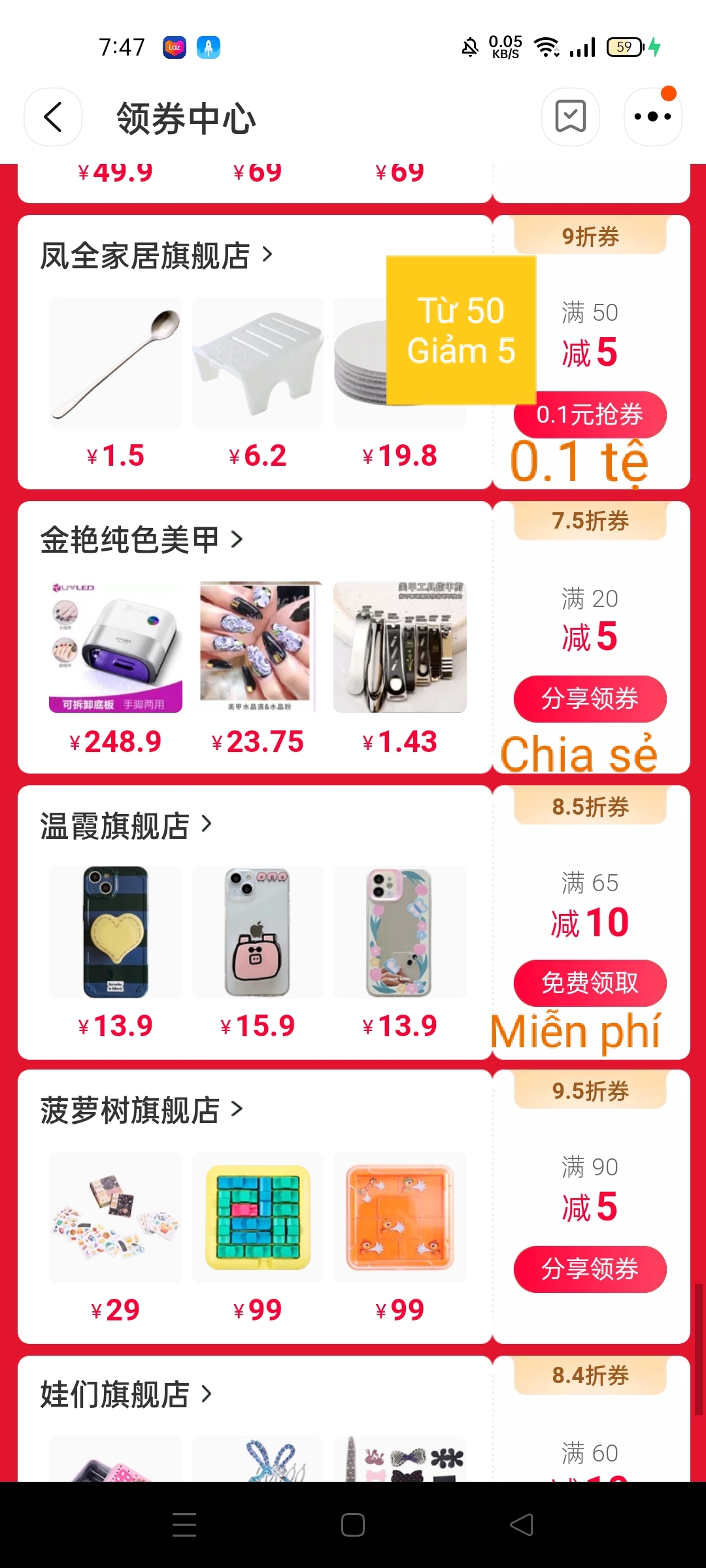 hướng dẫn lấy mã giảm giá taobao trên app